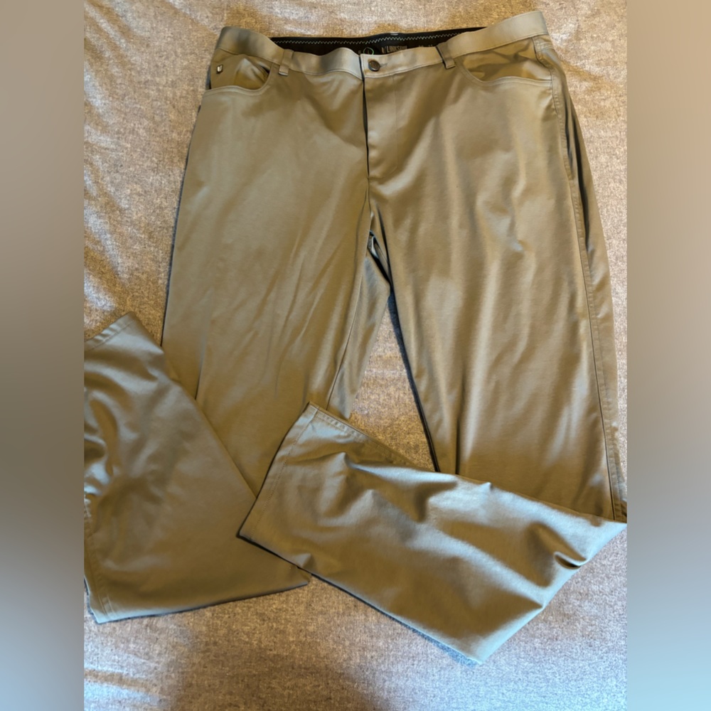 Linksoul Men's 100% Cotton golf/casual pants 5 pocket olive green/gray Size L